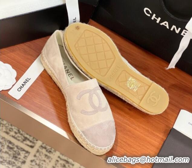 Charming Chanel Suede Espadrilles Flat Grey 425013