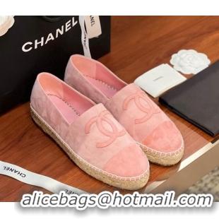 Stylish Chanel Suede Espadrilles Flat Pink 425014