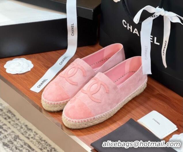 Stylish Chanel Suede Espadrilles Flat Pink 425014