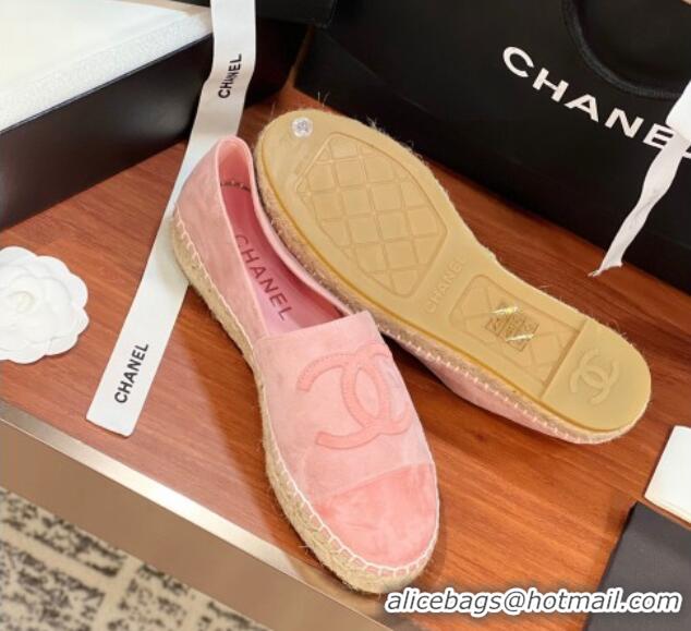 Stylish Chanel Suede Espadrilles Flat Pink 425014