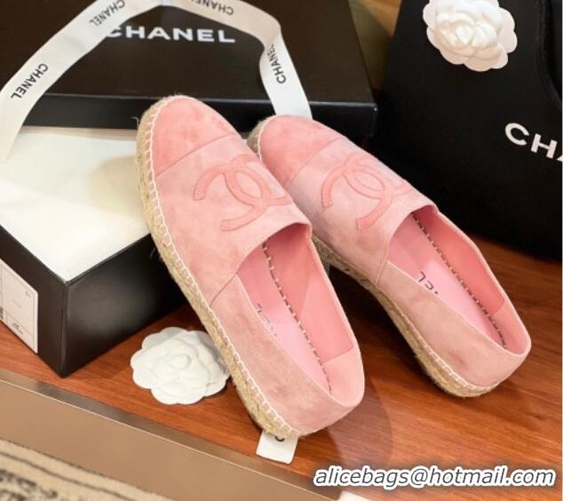 Stylish Chanel Suede Espadrilles Flat Pink 425014