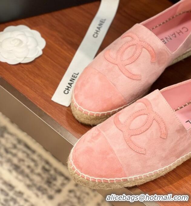 Stylish Chanel Suede Espadrilles Flat Pink 425014