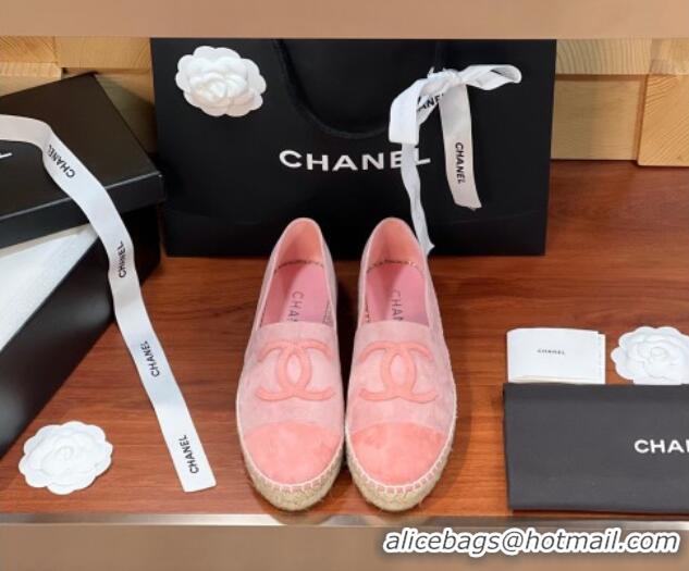 Stylish Chanel Suede Espadrilles Flat Pink 425014