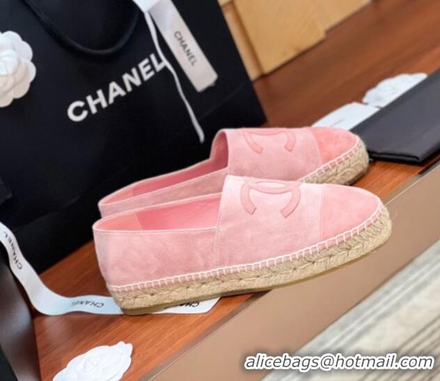 Stylish Chanel Suede Espadrilles Flat Pink 425014