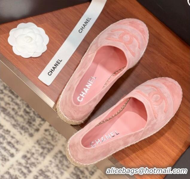 Stylish Chanel Suede Espadrilles Flat Pink 425014