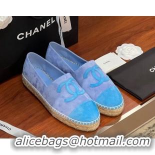 Best Price Chanel Suede Espadrilles Flat Blue 425015