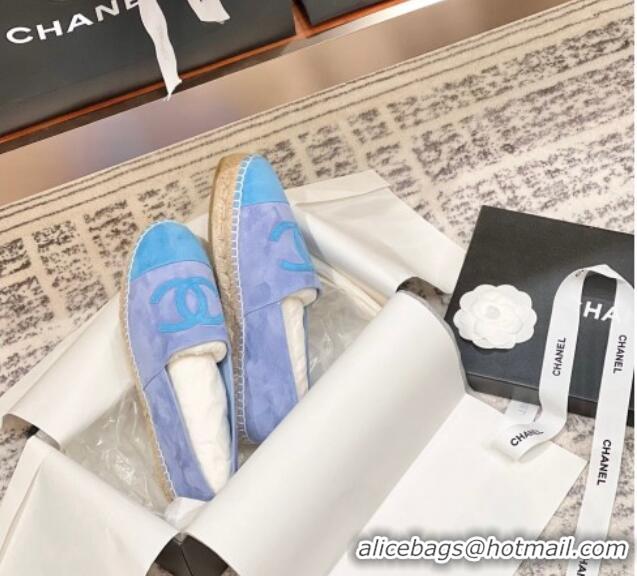 Best Price Chanel Suede Espadrilles Flat Blue 425015