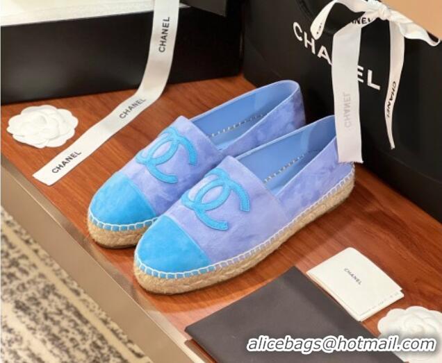 Best Price Chanel Suede Espadrilles Flat Blue 425015