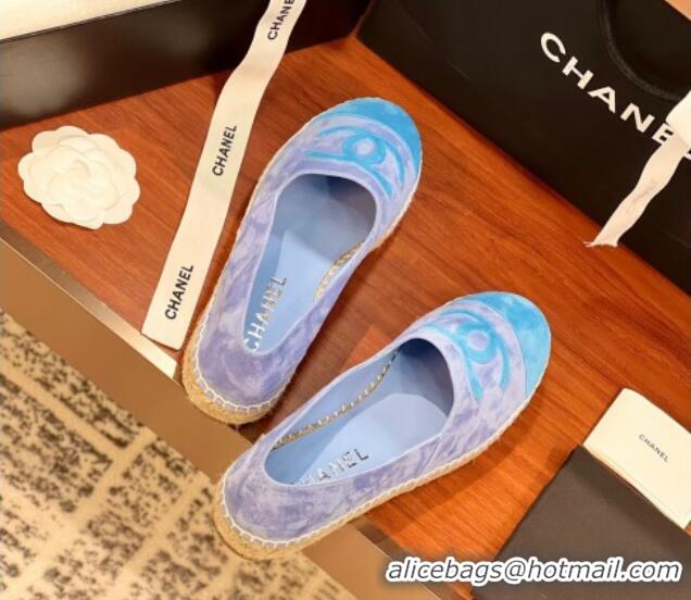 Best Price Chanel Suede Espadrilles Flat Blue 425015