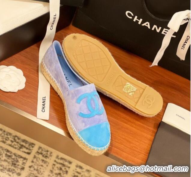 Best Price Chanel Suede Espadrilles Flat Blue 425015