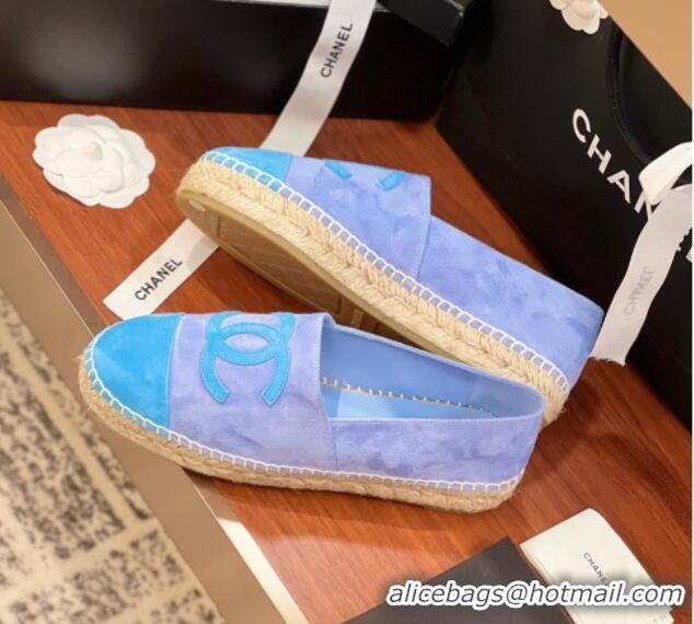 Best Price Chanel Suede Espadrilles Flat Blue 425015