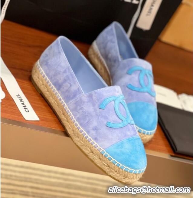 Best Price Chanel Suede Espadrilles Flat Blue 425015