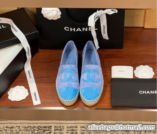 Best Price Chanel Suede Espadrilles Flat Blue 425015