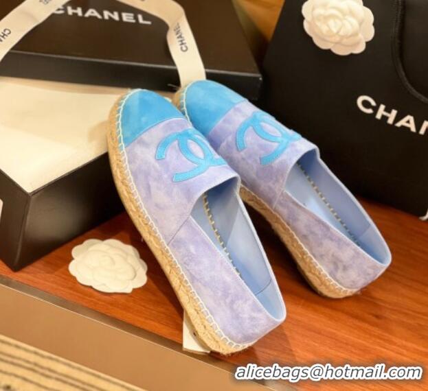 Best Price Chanel Suede Espadrilles Flat Blue 425015