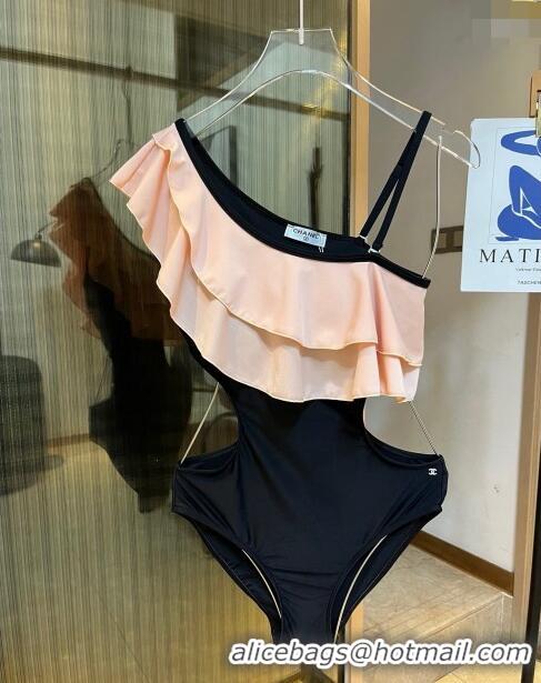 ​Low Cost Chanel Swimwear with Ruffles 0509 Peach Pink/Black 2024