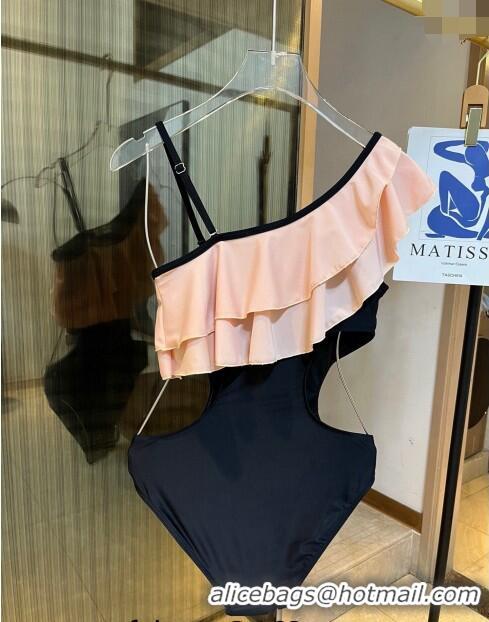 ​Low Cost Chanel Swimwear with Ruffles 0509 Peach Pink/Black 2024