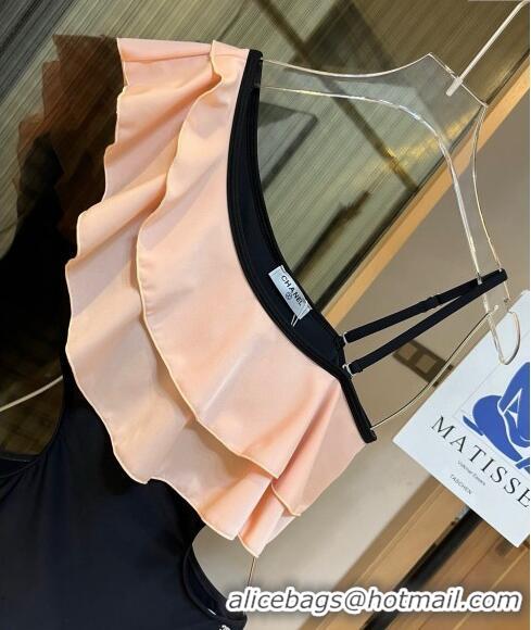 ​Low Cost Chanel Swimwear with Ruffles 0509 Peach Pink/Black 2024