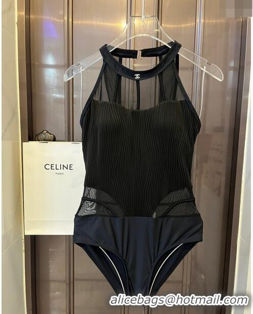 Reasonable Price Chanel Swimwear with Mesh 0509 Black 2024