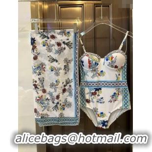 Buy Luxurious Chanel Swimwear 050902 White/Blue 2024