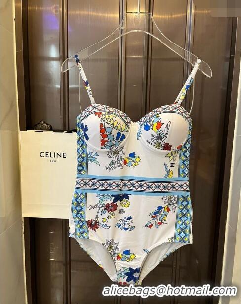 Buy Luxurious Chanel Swimwear 050902 White/Blue 2024