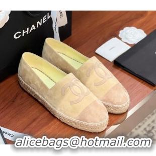 Best Price Chanel Suede Espadrilles Flat Beige 425016