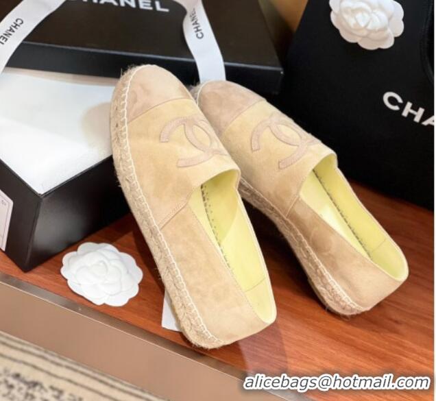 Best Price Chanel Suede Espadrilles Flat Beige 425016