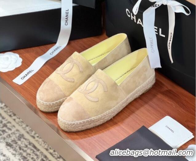 Best Price Chanel Suede Espadrilles Flat Beige 425016