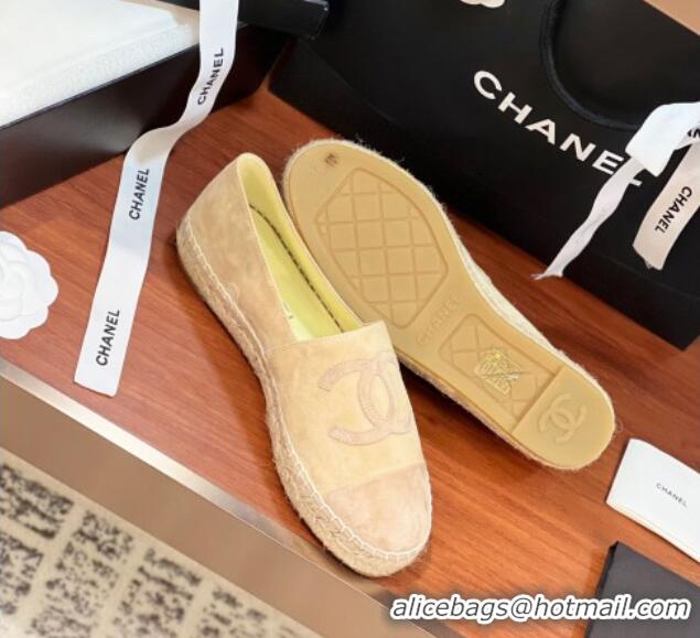 Best Price Chanel Suede Espadrilles Flat Beige 425016