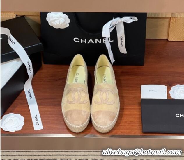 Best Price Chanel Suede Espadrilles Flat Beige 425016