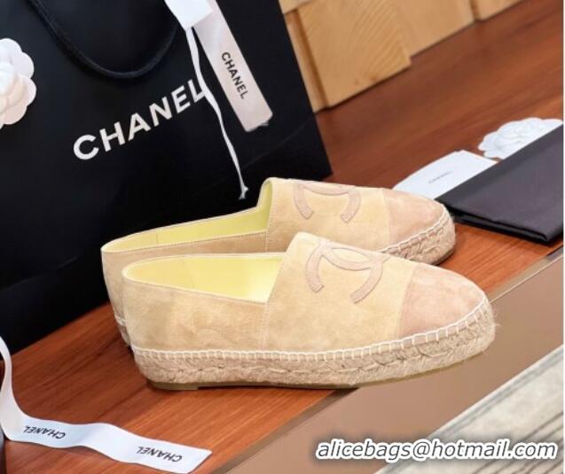 Best Price Chanel Suede Espadrilles Flat Beige 425016