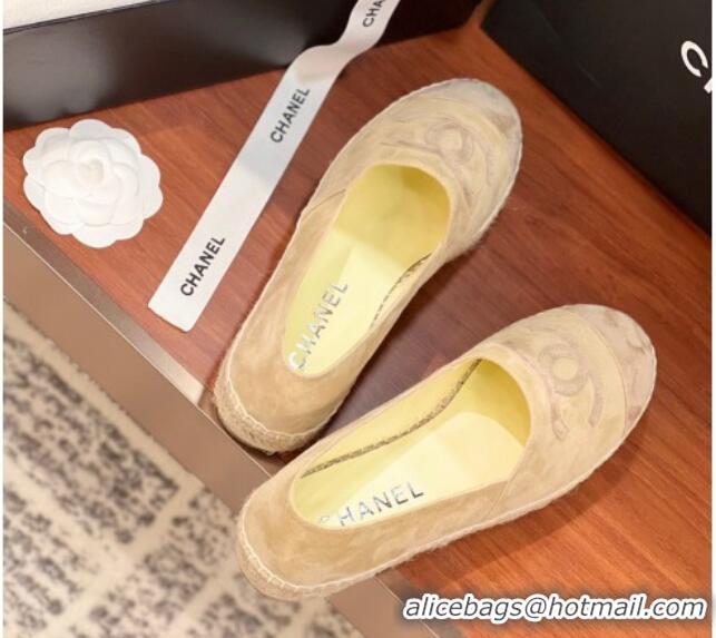 Best Price Chanel Suede Espadrilles Flat Beige 425016