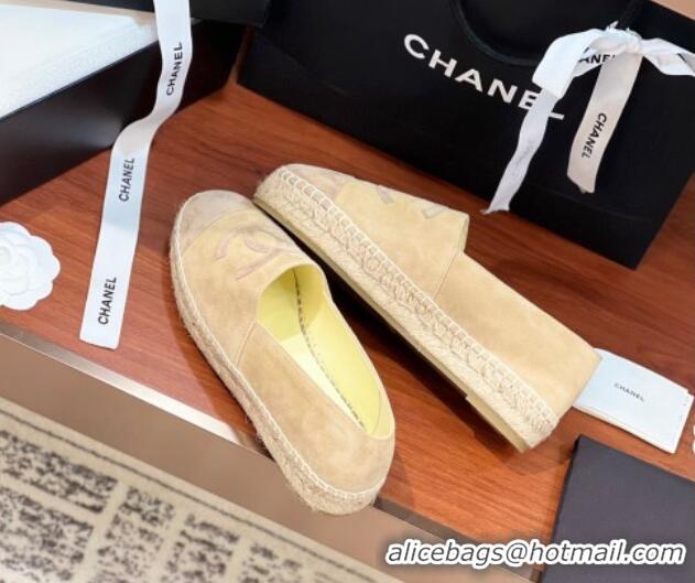 Best Price Chanel Suede Espadrilles Flat Beige 425016