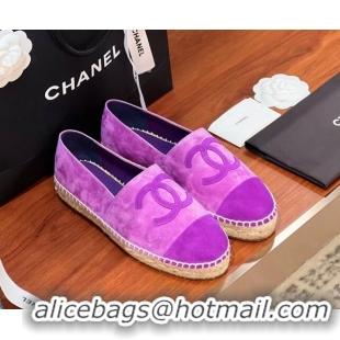 Stylish Chanel Suede Espadrilles Flat Purple 425017