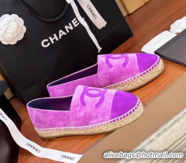 Stylish Chanel Suede Espadrilles Flat Purple 425017