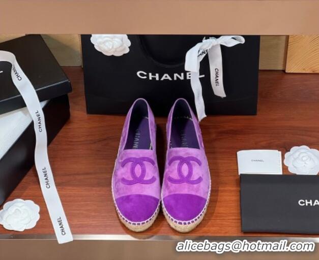 Stylish Chanel Suede Espadrilles Flat Purple 425017