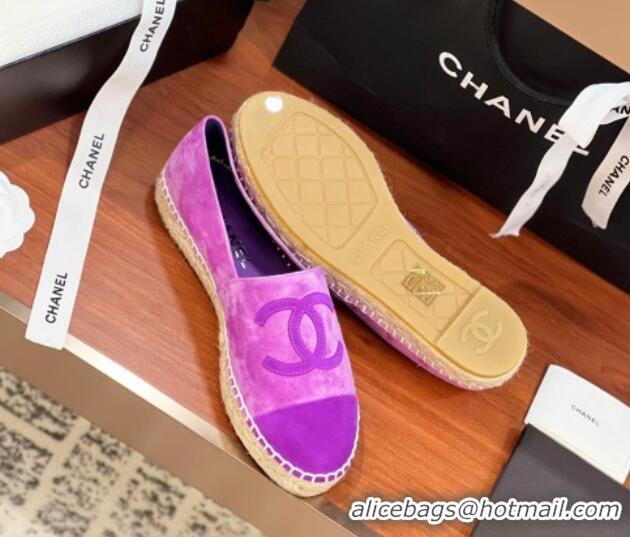 Stylish Chanel Suede Espadrilles Flat Purple 425017