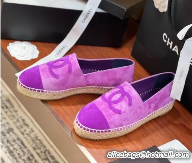 Stylish Chanel Suede Espadrilles Flat Purple 425017