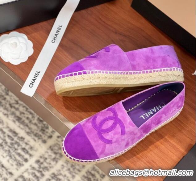 Stylish Chanel Suede Espadrilles Flat Purple 425017