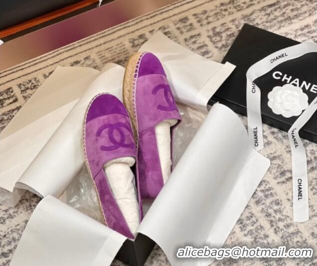 Stylish Chanel Suede Espadrilles Flat Purple 425017