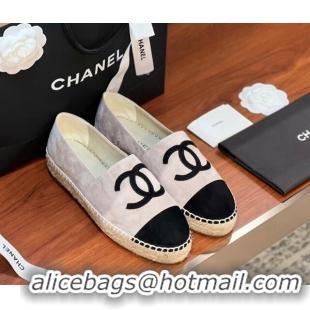 Perfect Chanel Suede Espadrilles Flat Grey/Black 425018