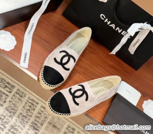 Perfect Chanel Suede Espadrilles Flat Grey/Black 425018