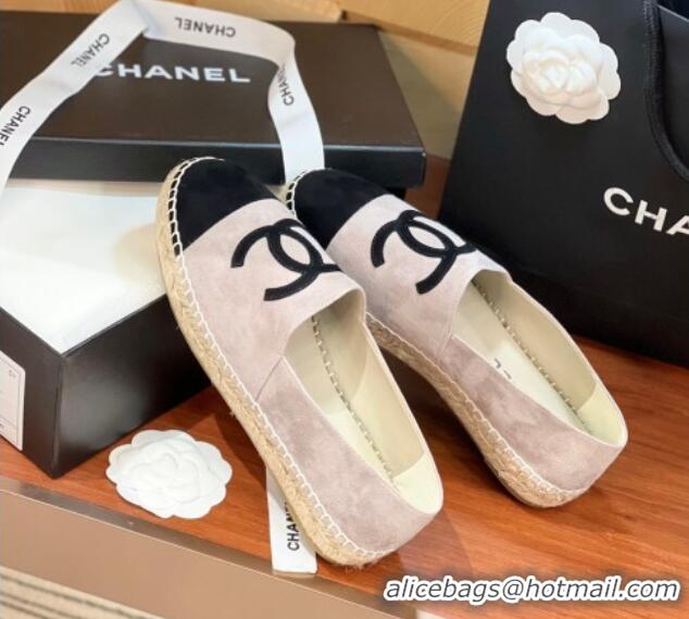 Perfect Chanel Suede Espadrilles Flat Grey/Black 425018