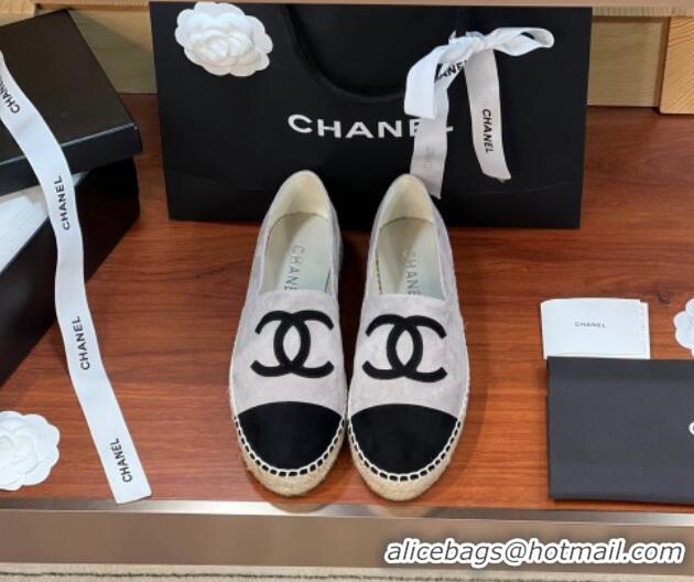 Perfect Chanel Suede Espadrilles Flat Grey/Black 425018