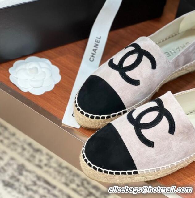 Perfect Chanel Suede Espadrilles Flat Grey/Black 425018