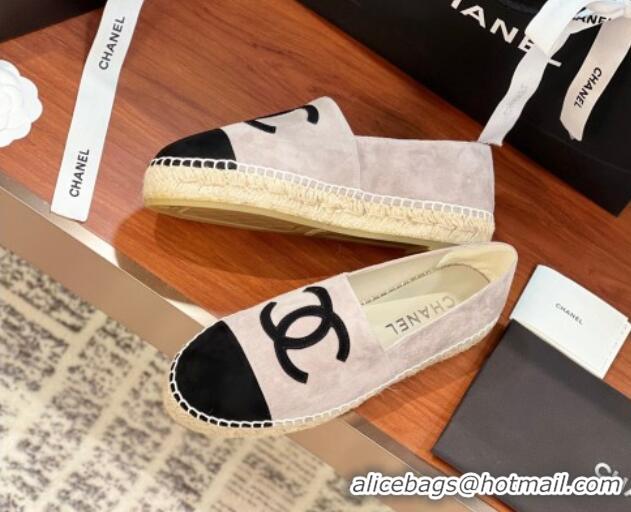 Perfect Chanel Suede Espadrilles Flat Grey/Black 425018