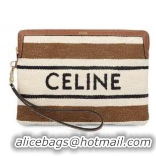 Best Price Celine Small Pouch With Strap In Striped Textile With Jacquard CE0841