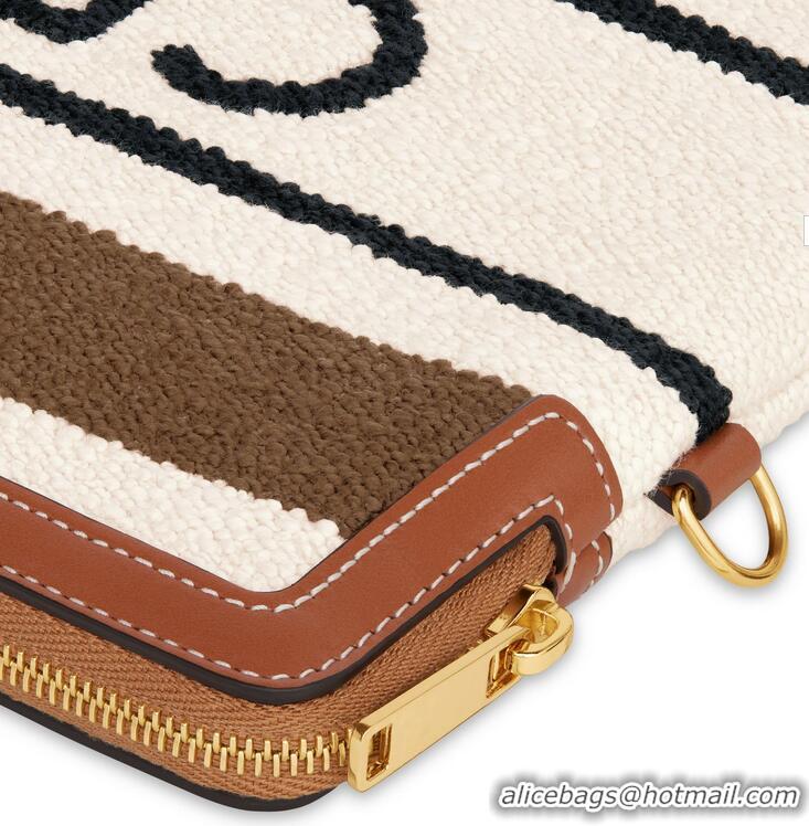 Best Price Celine Small Pouch With Strap In Striped Textile With Jacquard CE0841