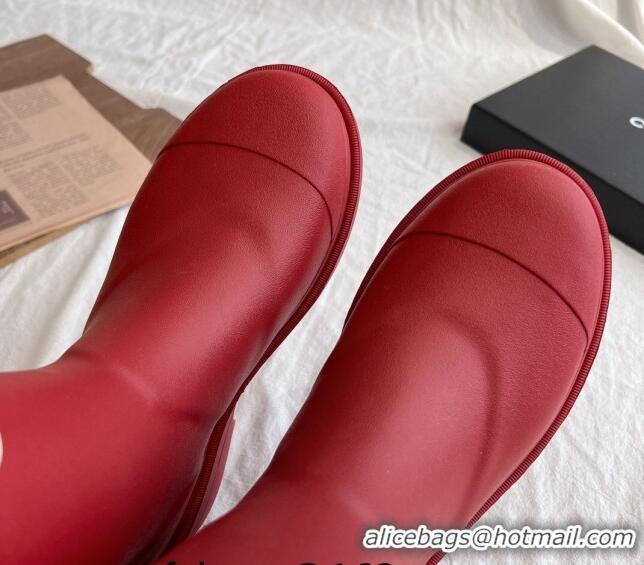 Top Design Chanel Rubber Ankle Rain Boots with Front CC Red 0425069