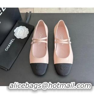 Charming Chanel Lambskin Ballet Flat with Double Buckle Strap Pink 425081