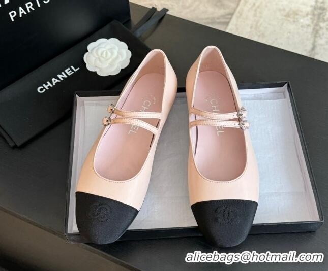 Charming Chanel Lambskin Ballet Flat with Double Buckle Strap Pink 425081